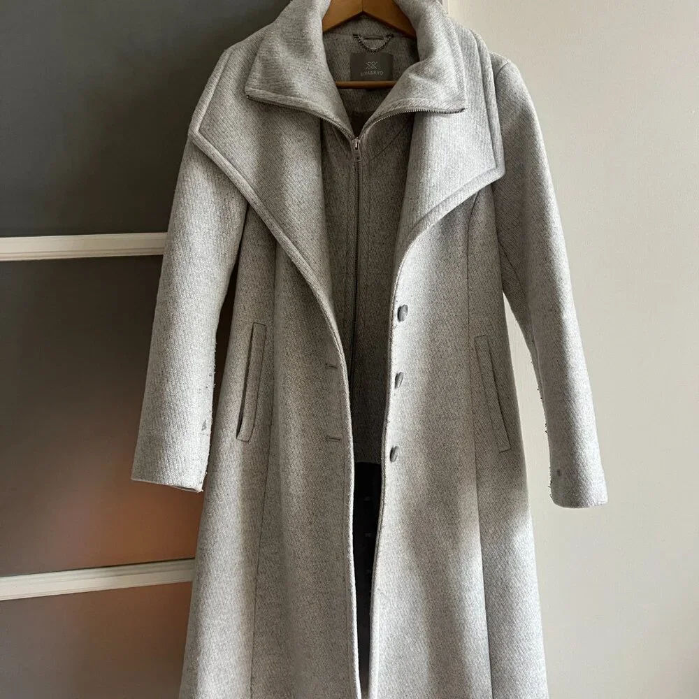 SOIA & KYO Wool Double Collar Coat - Picture 1 of 5